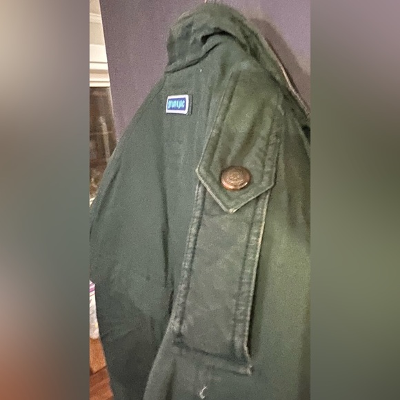 Strato Jac dark green long trench style down and feather filled coat size large+ - Picture 10 of 15